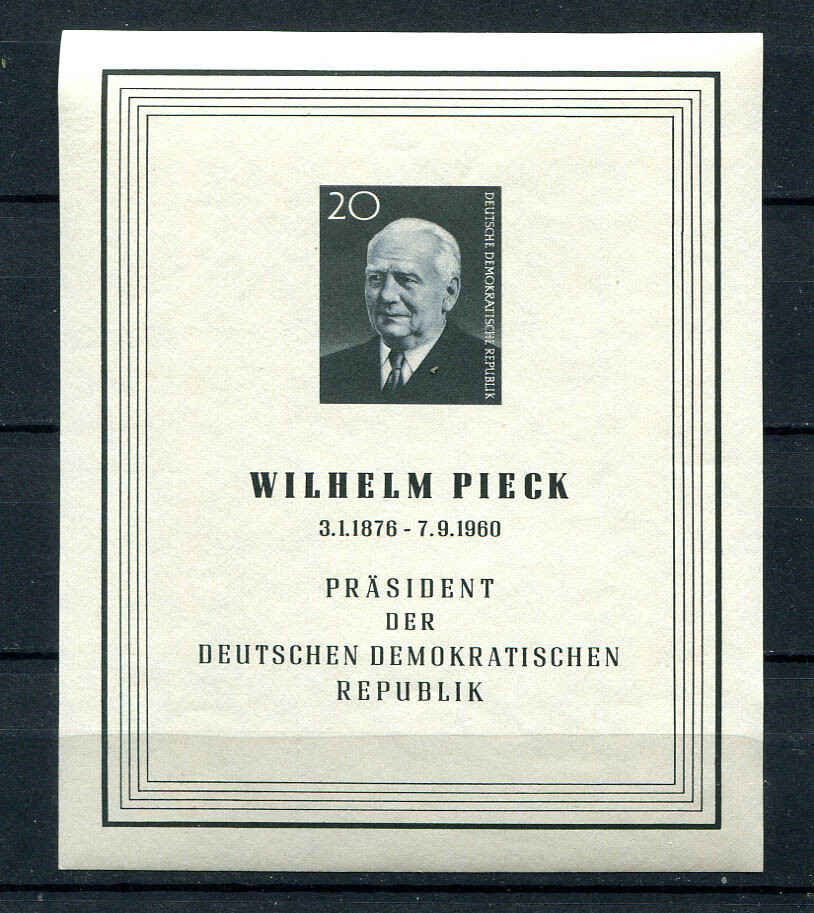 Germany – DDR : Wilhelm Pieck souvenir sheet from 1960 – mint NH