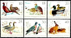 DDR #Mi1357-Mi1361 MNH 1968 Small Hunting Game Rabbit Birds [998-1003]