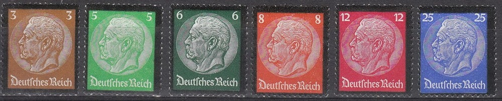 Stamp Germany Mi 548-53 Sc 436-41 1934 Reich Death Hindenburg Mourning MNG