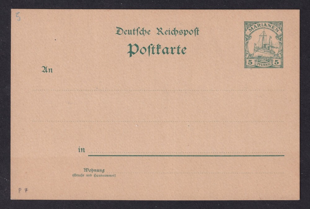 MARIANA ISLANDS small Yacht 5pf Prepaid Unused Postal Card Stationary