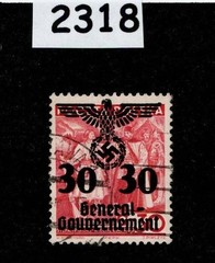 Used Stamp Sc N41 General Government Swastika Overprint Poland WWII #2318