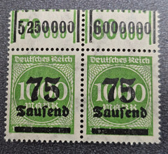 Stamps Germany Reich FREIMARKE 2x 75 000 Mark 1923 Mi. Nr. 288 [🇩🇪39281]