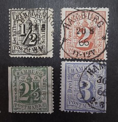 HAMBURG Germany Scott 13 15 17 23 Stamp Lot Used T24659