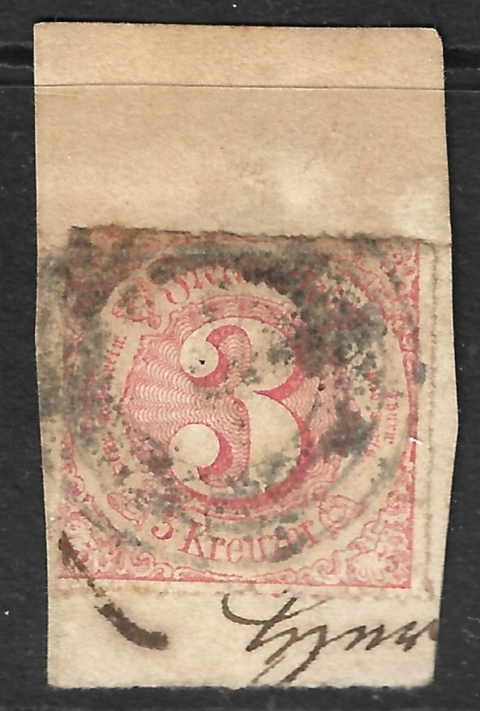 Germany Thurn and Taxis Scott #57 Southern District 3kr Used On Piece 1865 Issue
