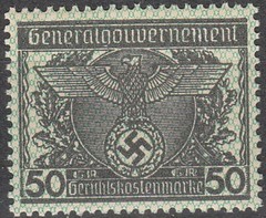 Stamp Germany Poland General Gov’t Revenue WW2 Emblem War Document 50Gr MNH