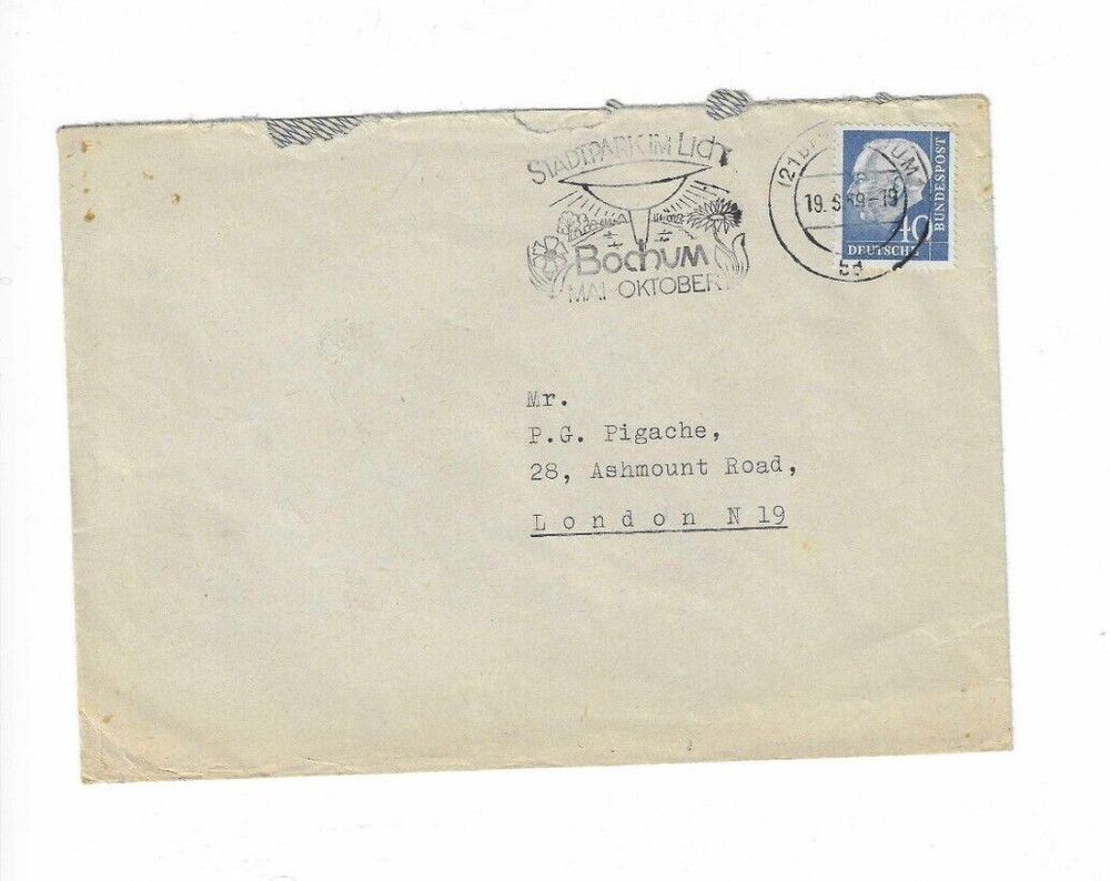 GERMANY 1959 Cover sent from Bochum to London – Slogan Cancel