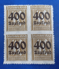 Stamps Germany Deutsches Reich 4x 400 000 Mark 1923 Block Mi. Nr. 300 (25081)
