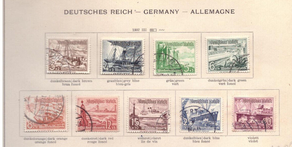 Germany – 1937 SHIP set 9 stamps Sc# B107 – B115 – (24-03-26)