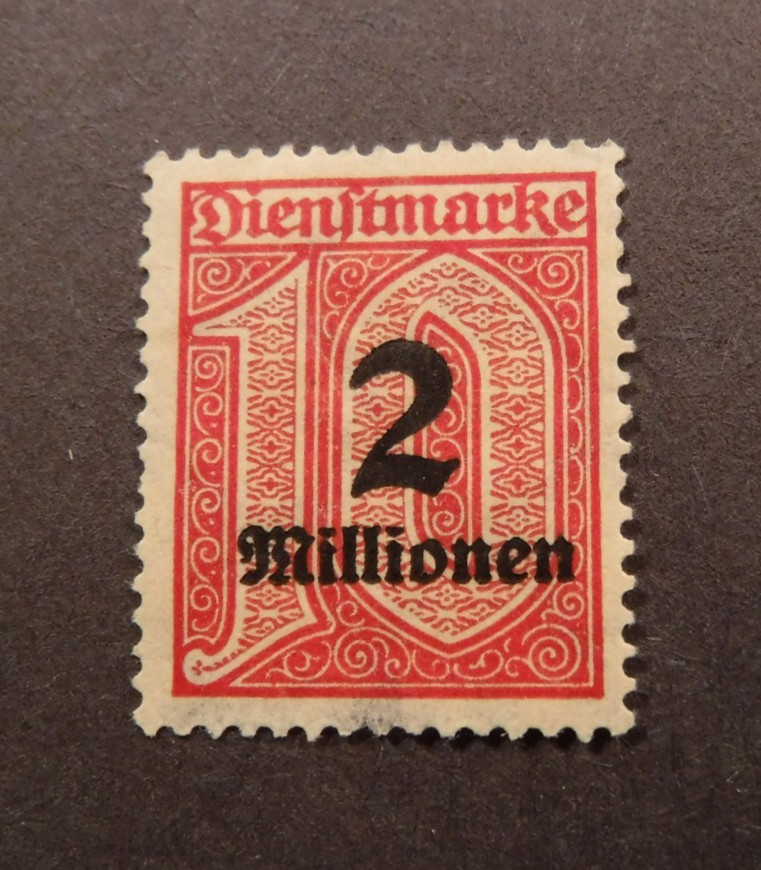 Germany, Scott#O38, 1923 , 2 million m Over Print on 10pf Official Stmp, MNHNG