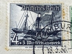1938 Germany Semi Post, Hamburg to Brazil, by ship, Beautiful Penmanship.