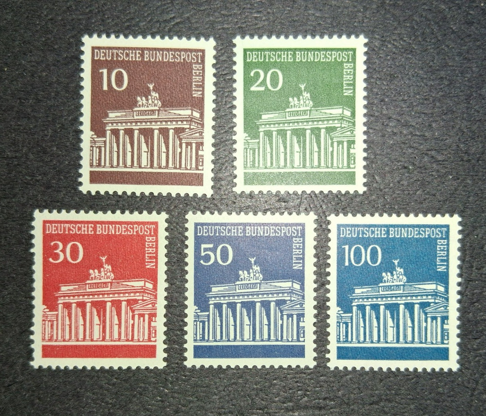 Germany Berlin 1966-70 Brandenburg Gate Set MNH Mint Never Hinged 5 Stamps