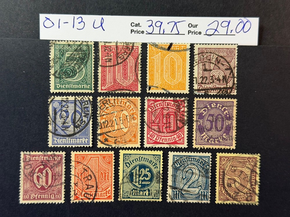 Germany # O1 – O13 Used 2024 Scott Catalogue Value $ 39.75