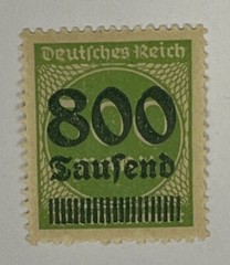 Germany / Deutsches Reich 800 Saufend Stamp – Overprint Surcharge (Mint) X33