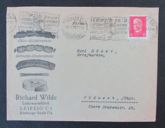 1930 Advertising Cover Leipzig to Briefmarken Richard Wilde Lederwarenfabrik