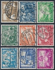GERMANY – 1933 Richard Wagner Operas set of 9, used – Michel # 499-507