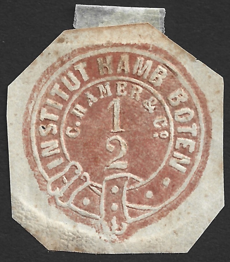 Germany Hamburg local private post stamp C. Hamer & Co.1/2pf cutout