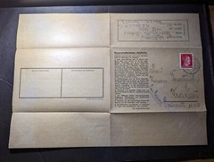 1944 Germany Concentration Camp Folded Letter Cover Auschwitz to Krakau Poland