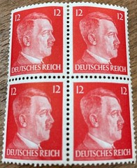 Block of 4 Adolph Hitler 12 pfennings postage stamps MNH. WW2 era