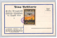 GERMANY Air Mail FIRST FLIGHT 1924 *LUFTFAHRT GÖRLITZ* Dresden Postcard XT139