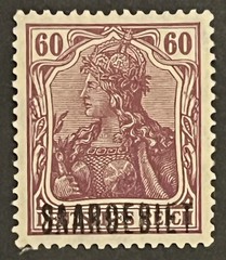 Travelstamps: Germany Saar Overprint Stamps – 60pf Mint MOGH Wmk
