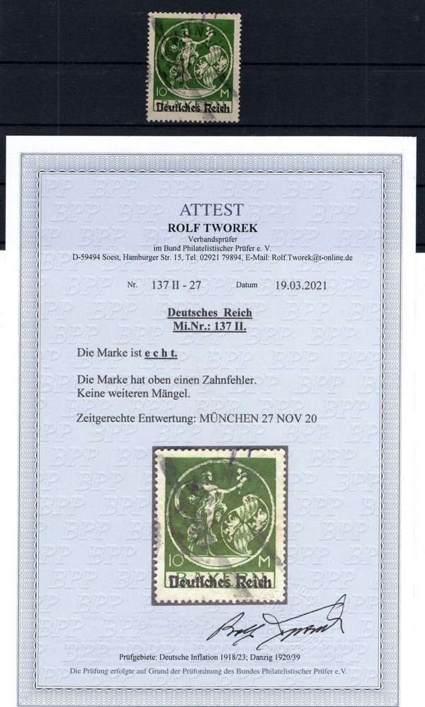 BPP Attested 137II DR-Inflation Closed BPP Signed 1000EUR (GA5114