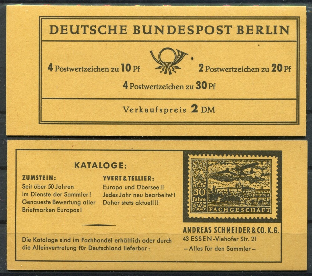 2 x Berlin MH 5 c MNH Booklet Brandenburg Gate 1966 MNH
