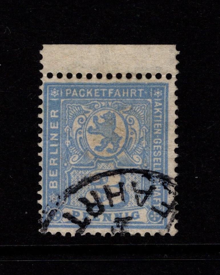 Germany Late 1890s 3p Blue Berlin Private Post Used / Top Margin – S58685