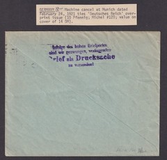 Germany 1920 DR ovpt. 10pf on single franked cover with Munich machine cancel