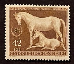TRAVELSTAMPS: 1944 Germany Stamps Sc #B283 WWII Brown Ribbon Horse MINT MNH OG