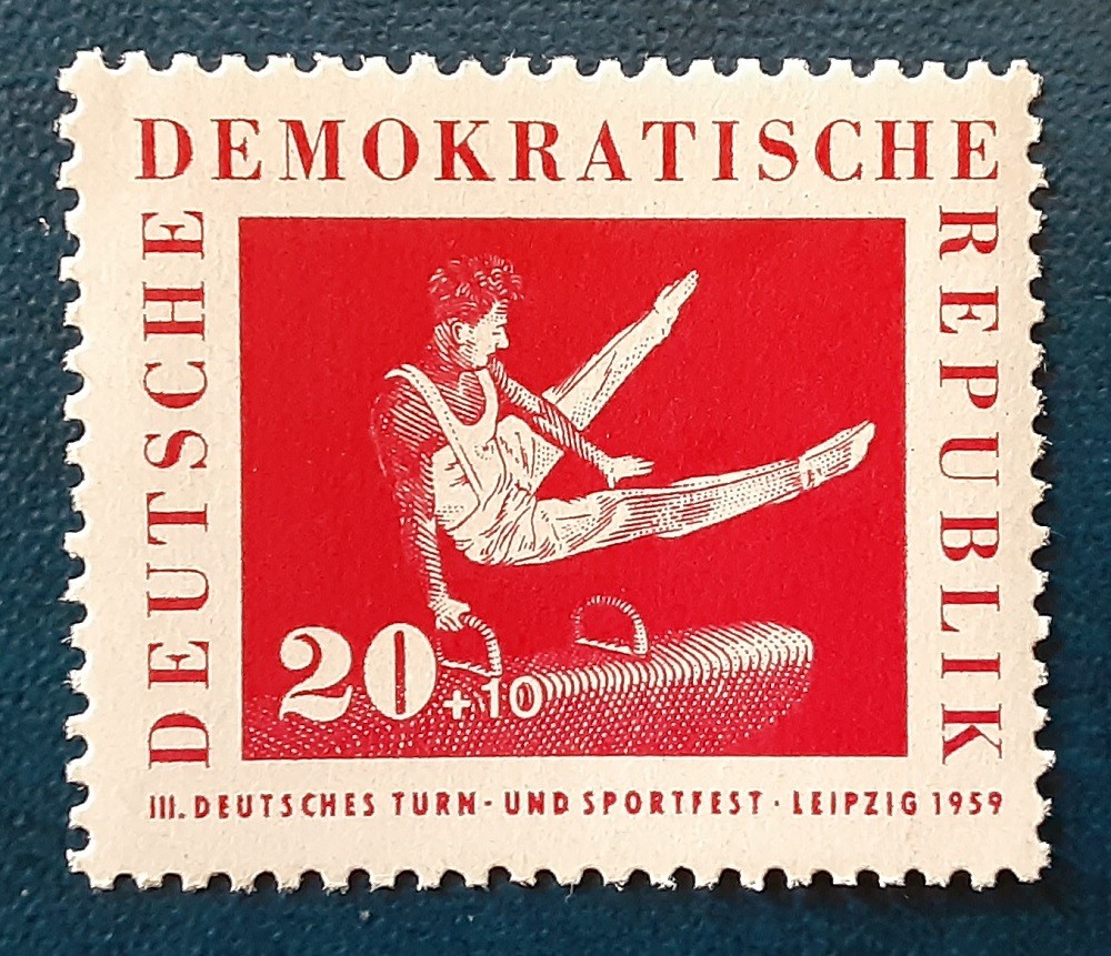 DDR Germany 1959 20+20pfg MNH Pommel Horse Gymnast Mi 709 Scott B46 XF 7442