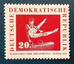 DDR Germany 1959 20+20pfg MNH Pommel Horse Gymnast Mi 709 Scott B46 XF 7442