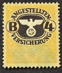 WW2 Nazi German Third Reich Revenue Tax Stamp 4 w Embossed Swastika Eagle