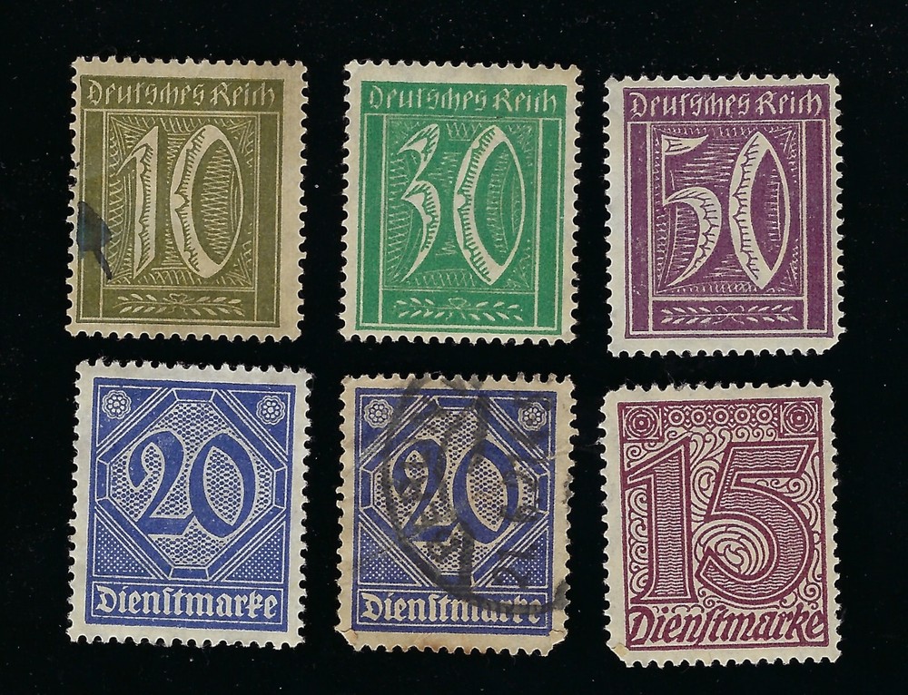 1920-1921 GERMANY10pf,15pf,20pf,30pf &50pf stamps