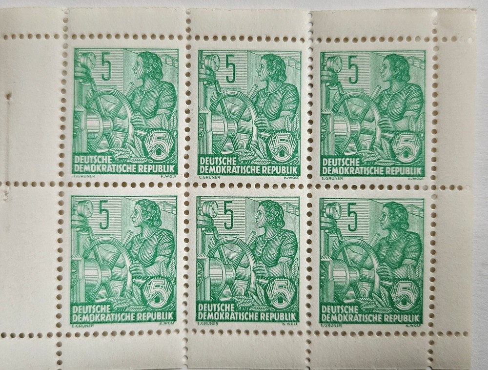 East Germany 5PF #330c Booklet Pane, 10Pf Pane #477b, Starling BLVD #334a, MINT