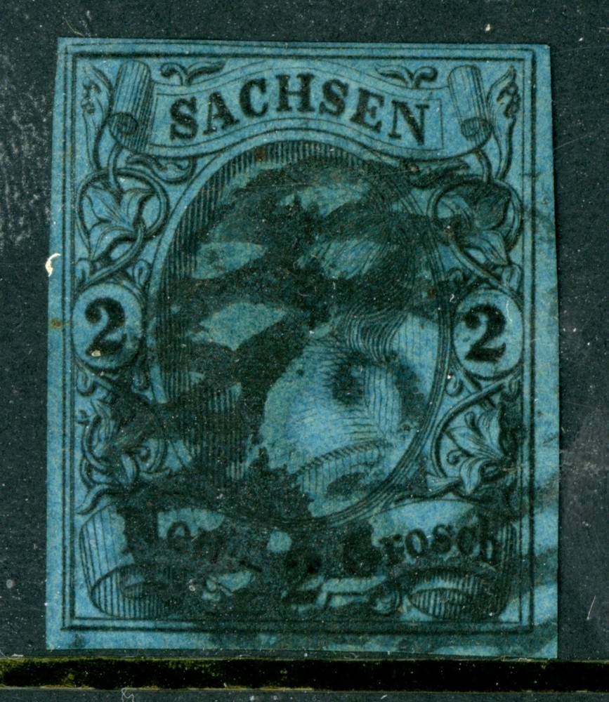 Germany States 1855 Prussia 2 ngr Black/Dark Blue Scott #11 VFU L13