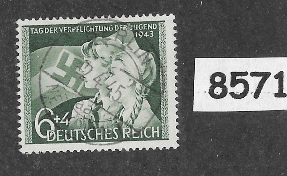 Berlin cancel stamp Sc B230 WWII Germany Hitler youth 1943 Third Reich #8571