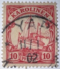 Travelstamps:Germany KAROLINEN Stamps Kaiser’s Yacht MOGH 10pf Used,Ng UnWmk