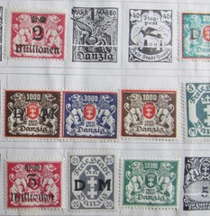 53 STAMPS 1800’s to 1930 – 28 DANZIG GERMAN & 25 DENMARK FROM STAMP ALBUM