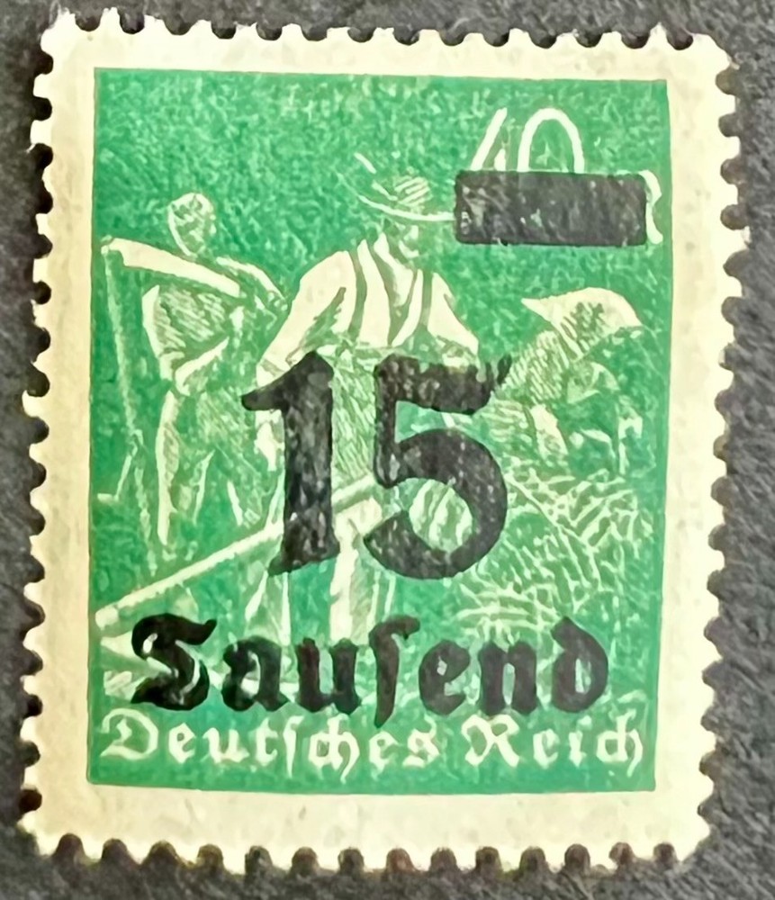 Stamp 1923 Germany Deutsches Reich 15 SAUFEND Overprint 15-40 MK Unused