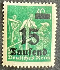 Stamp 1923 Germany Deutsches Reich 15 SAUFEND Overprint 15-40 MK Unused