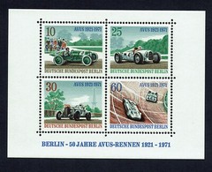 GERMANY-BERLIN – Scott# 9N315 – SG# B395 – 1971-Mini Sheet-AVUS Motor Racing-MNH