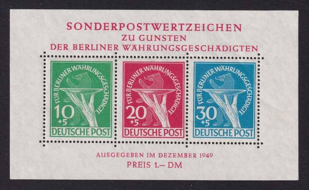 WEST BERLIN 1949 Relief Fund Miniature Sheet SG MSB70a MNH/** (CV £1300)
