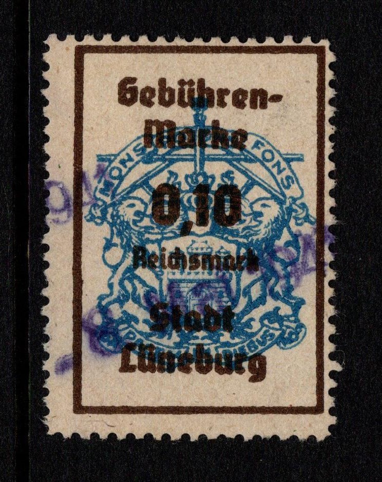Germany Lunsburg 1900s .10 Rm Local Revenue Used – S57105