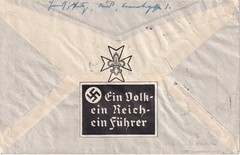 Cover Germany Hindenburg 1939 WWII 3rd Reich Label Envelope Seal