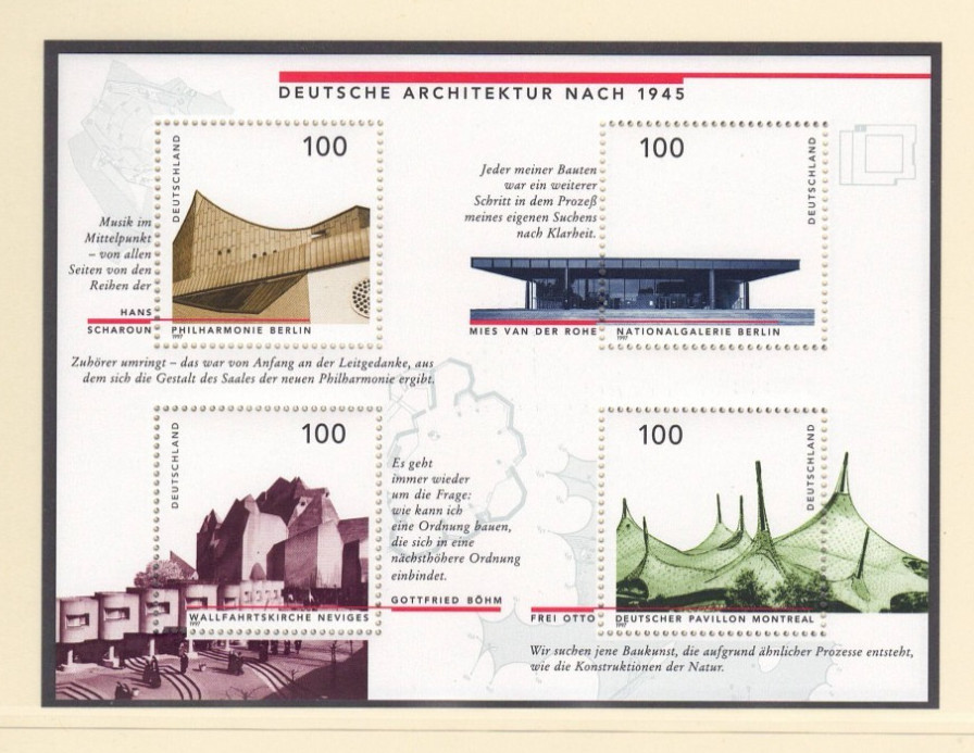 Germany – 1997 Sc. 59, German Architecture After 1945 souvenir sheet, MNH
