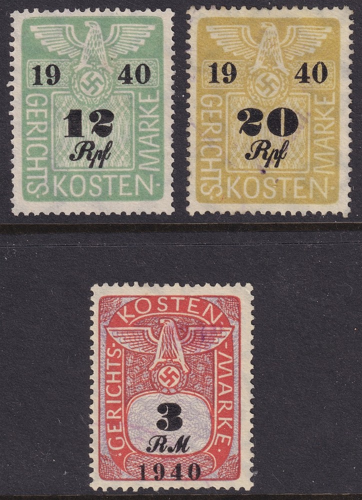 Lot Stamp Germany Poland Revenue WWII Court Document Fee 1940 Selection MNG