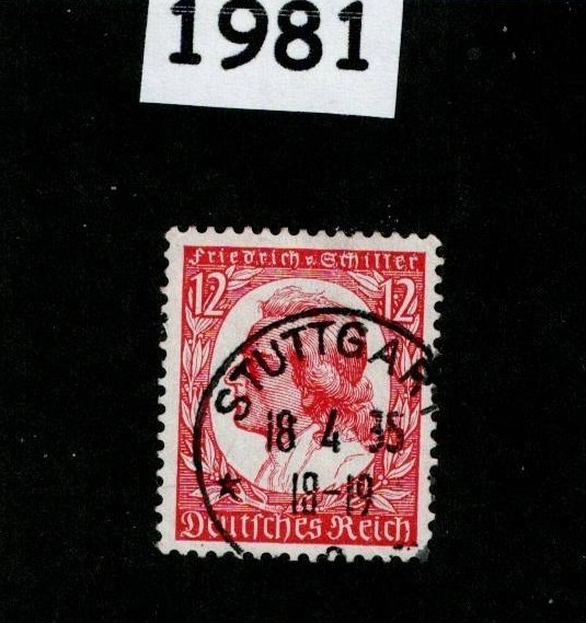 Used Stamp Sc 447 Friedrich von Schiller Third Reich era Germany 1934 #1981