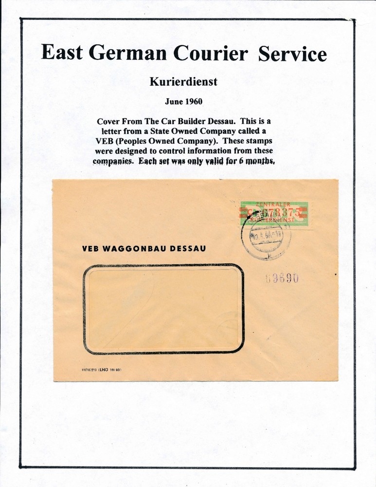 Germany DDR 1959 ZKD Mi 31 C Cover C-878375 VEB Waggonbau Dessau Courier Mail