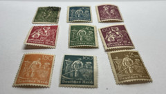 Vintage German Worker & Farmer Stamps (Weimar Era, 1920s) – Lot of 9 Unused/Used