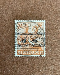 1948 GERMANY Allied Occupation 24pf – overprint ribbon-used